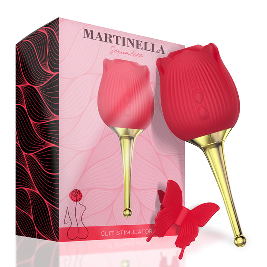 Martinella Clitoris Stimulator with Point Vibrator Hot Red - UABDSM