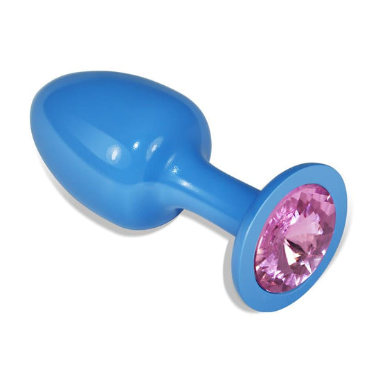 Metal Butt Plug Blur Rosebud with Pink Jewel - UABDSM