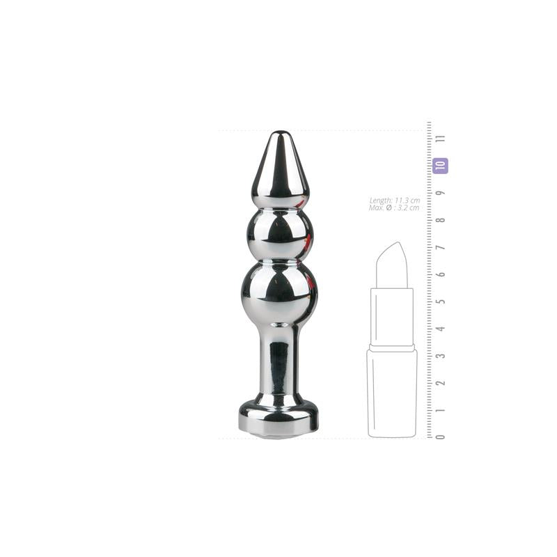 Metal Butt Plug No. 5 - Silver/Clear - UABDSM