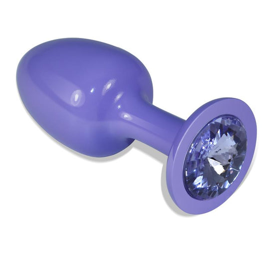 Metal Butt Plug Purple Rosebud with Blue Jewel - UABDSM