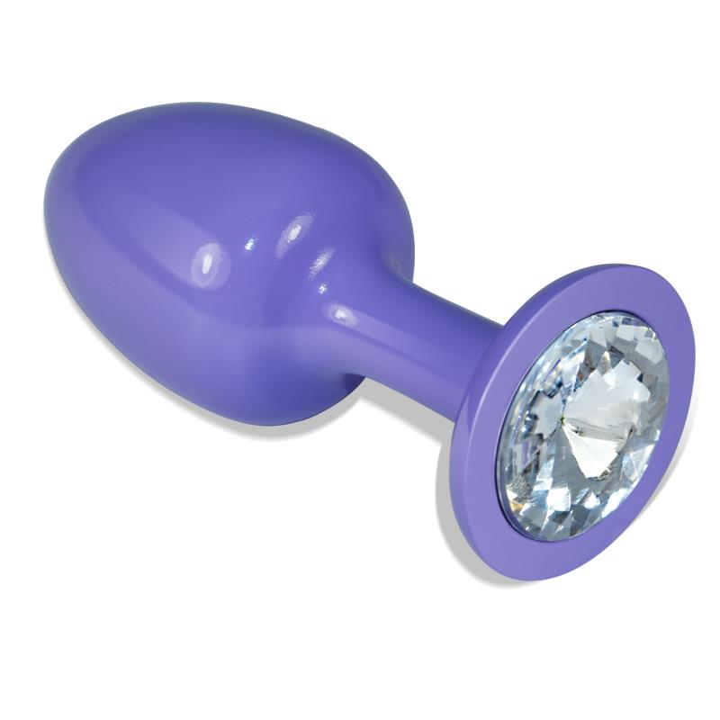 Metal Butt Plug Purple Rosebud with Clear Jewel - UABDSM