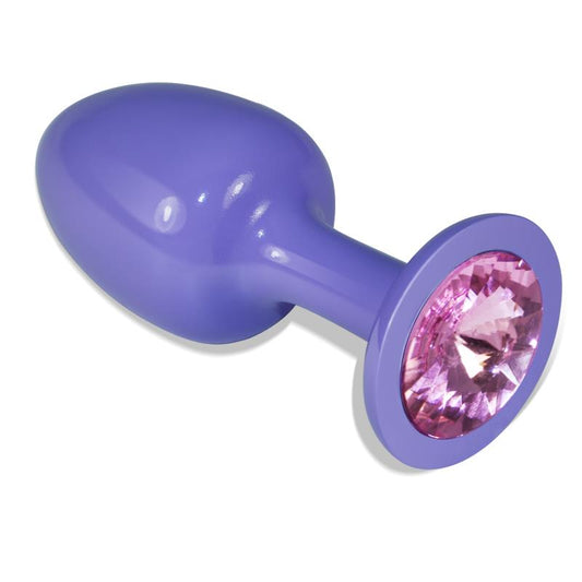 Metal Butt Plug Purple Rosebud with Pink Jewel - UABDSM