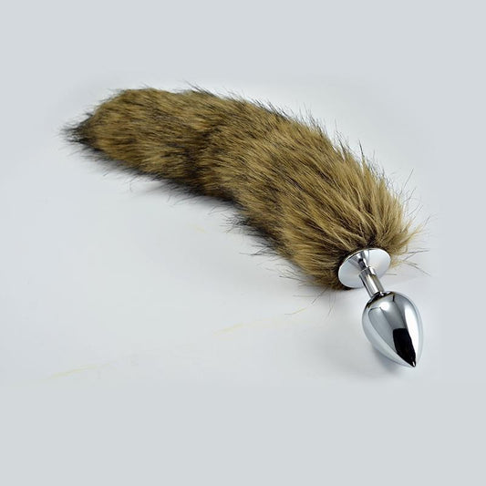 Metal Butt Plug with Brown Fox Tail Size S - UABDSM
