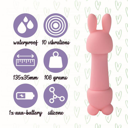 Mister Bunny Massage Vibe with 2 Silicone Caps Pink - UABDSM