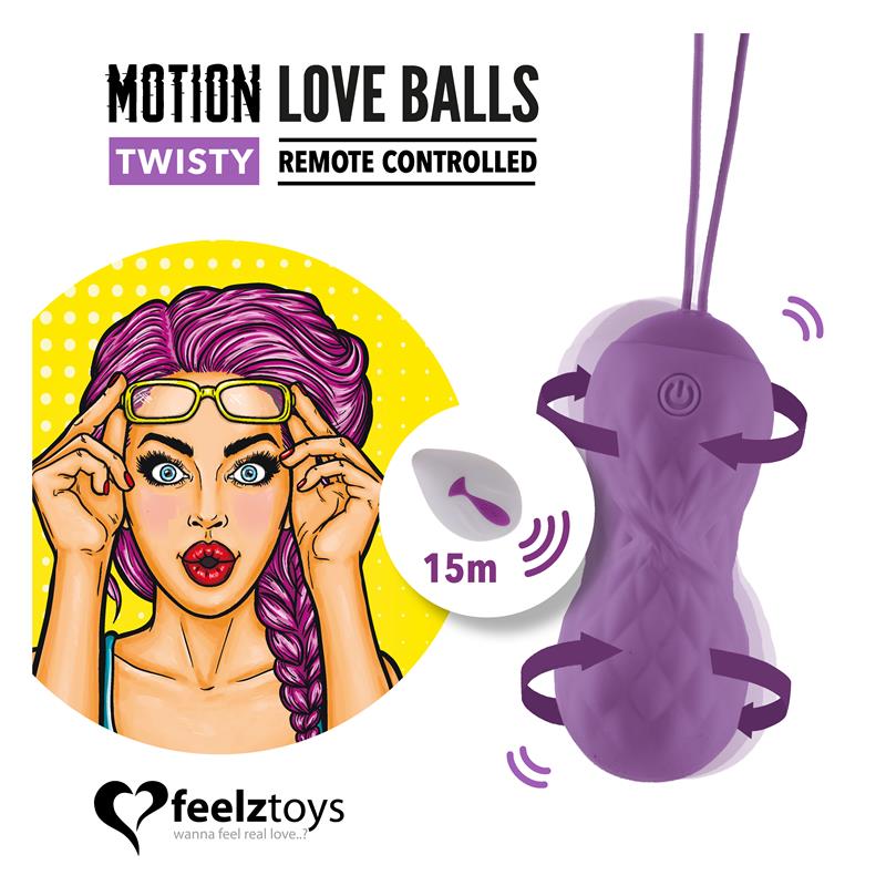 Motion Love Balls Vibrating Egg with Remote Control Twisty Purple - UABDSM