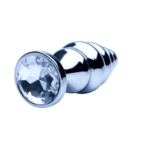 Precious Metals Ribbed Silver Butt Plug - UABDSM
