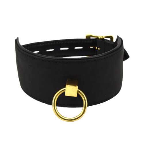 Bound Noir Nubuck Leather Collar with O Ring - UABDSM