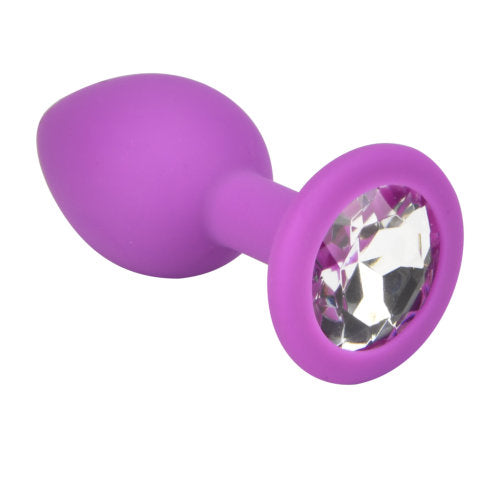 Loving Joy Jewelled Silicone Butt Plug Purple -Small - UABDSM