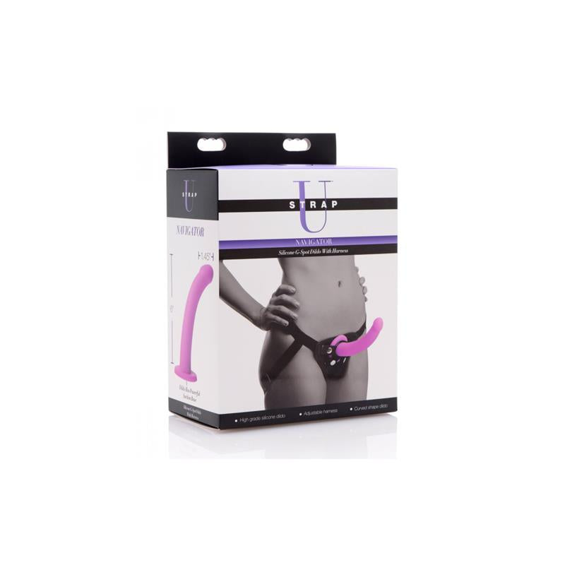 Navigator Silicone G-Spot Dildo with Harness Purple - UABDSM