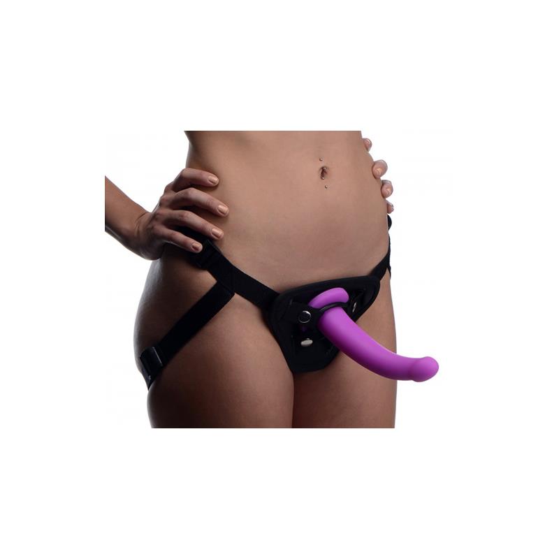 Navigator Silicone G-Spot Dildo with Harness Purple - UABDSM