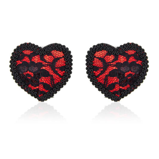Nipple Covers with Lace Black/Red - UABDSM