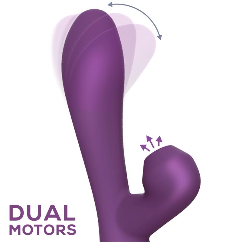 No. Eighteen Vibrator and Sucker with Oscillating/Finger Function Magnetic USB Silicone Purple - UABDSM