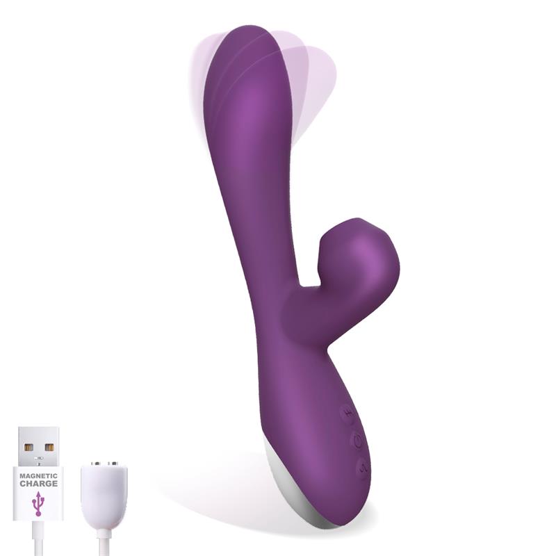 No. Eighteen Vibrator and Sucker with Oscillating/Finger Function Magnetic USB Silicone Purple - UABDSM