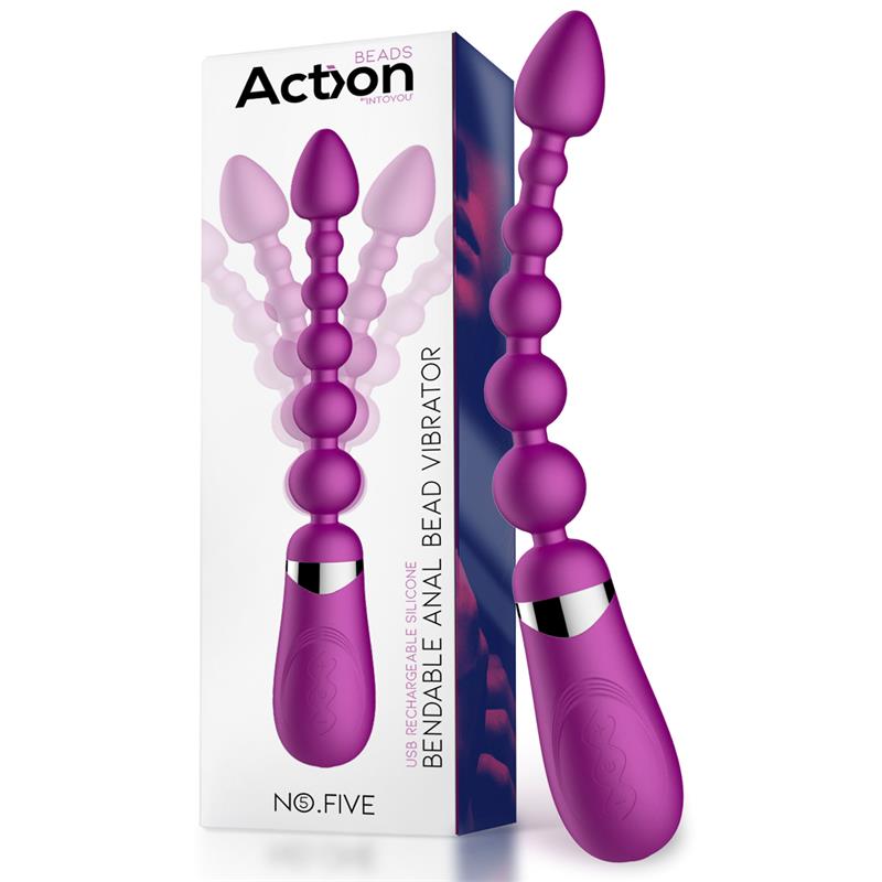 No. Five Bendable Anal Beads and Vibrator USB Silicone - UABDSM