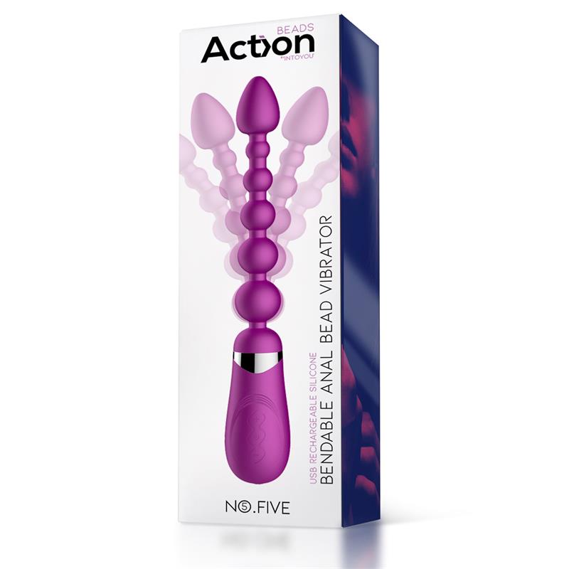 No. Five Bendable Anal Beads and Vibrator USB Silicone - UABDSM