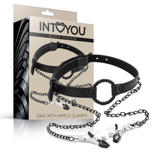 O Ring Gag and Nipple Clamps Vegan Leather - UABDSM