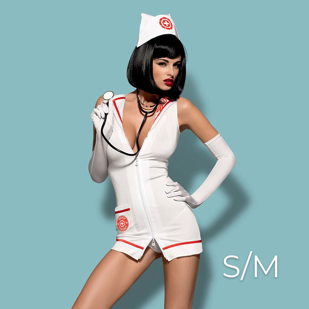 Obsessive - Emergency dress  S/M + stethoscope - White - UABDSM