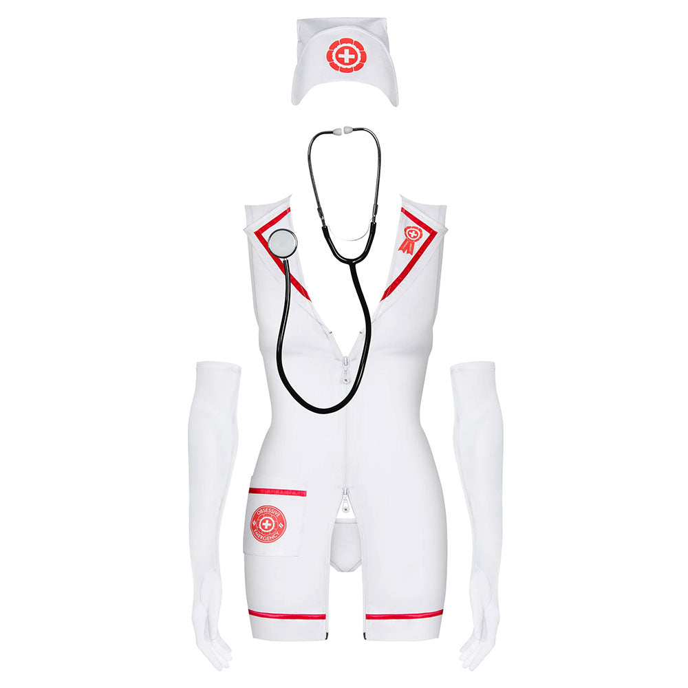 Obsessive - Emergency dress  S/M + stethoscope - White - UABDSM