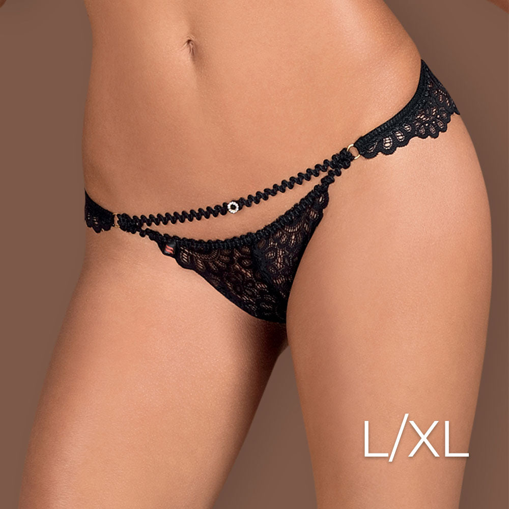 Obsessive - Mixty crotchless panties L/XL - Black - UABDSM