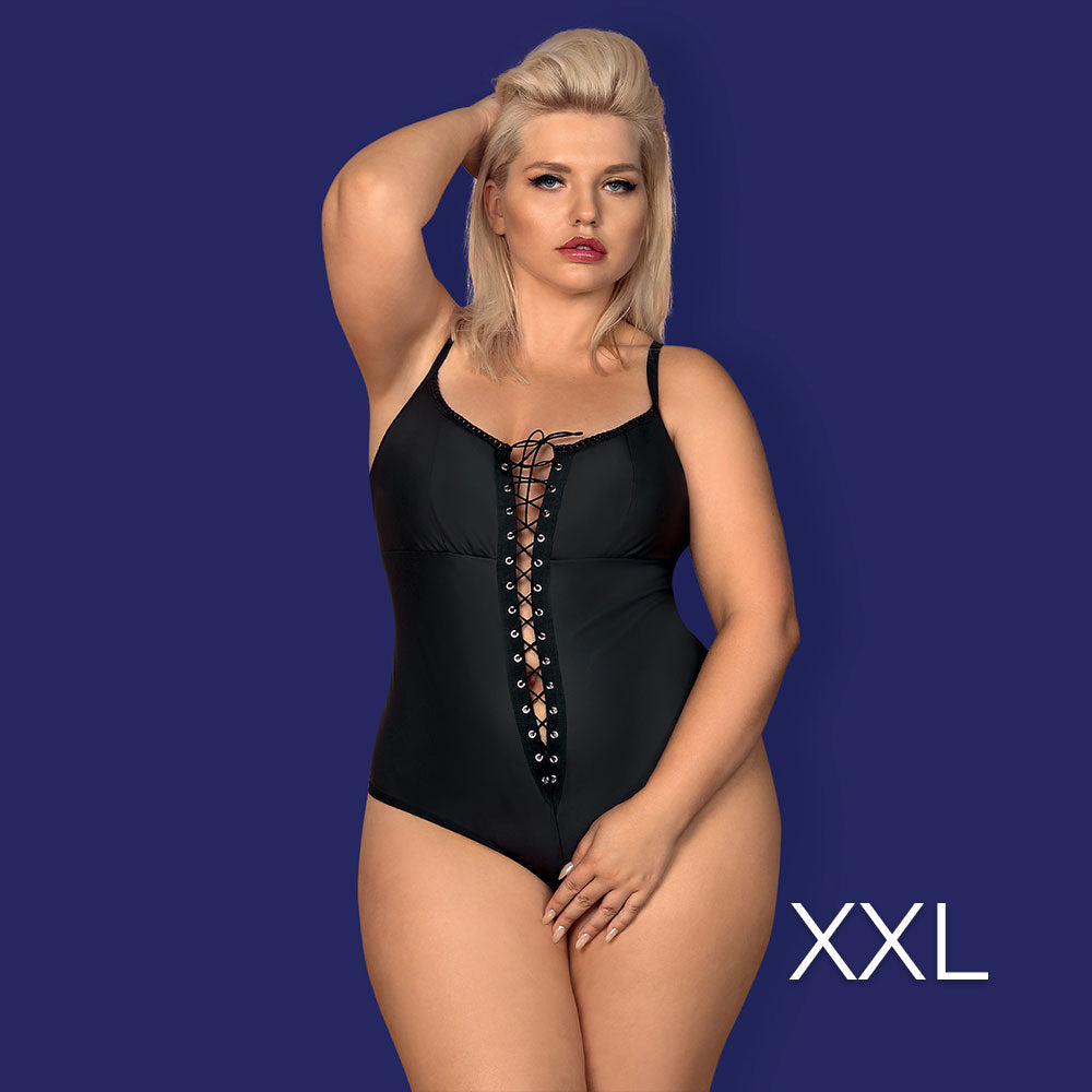 Obsessive - Redella crotchless teddy XXL - Black - UABDSM