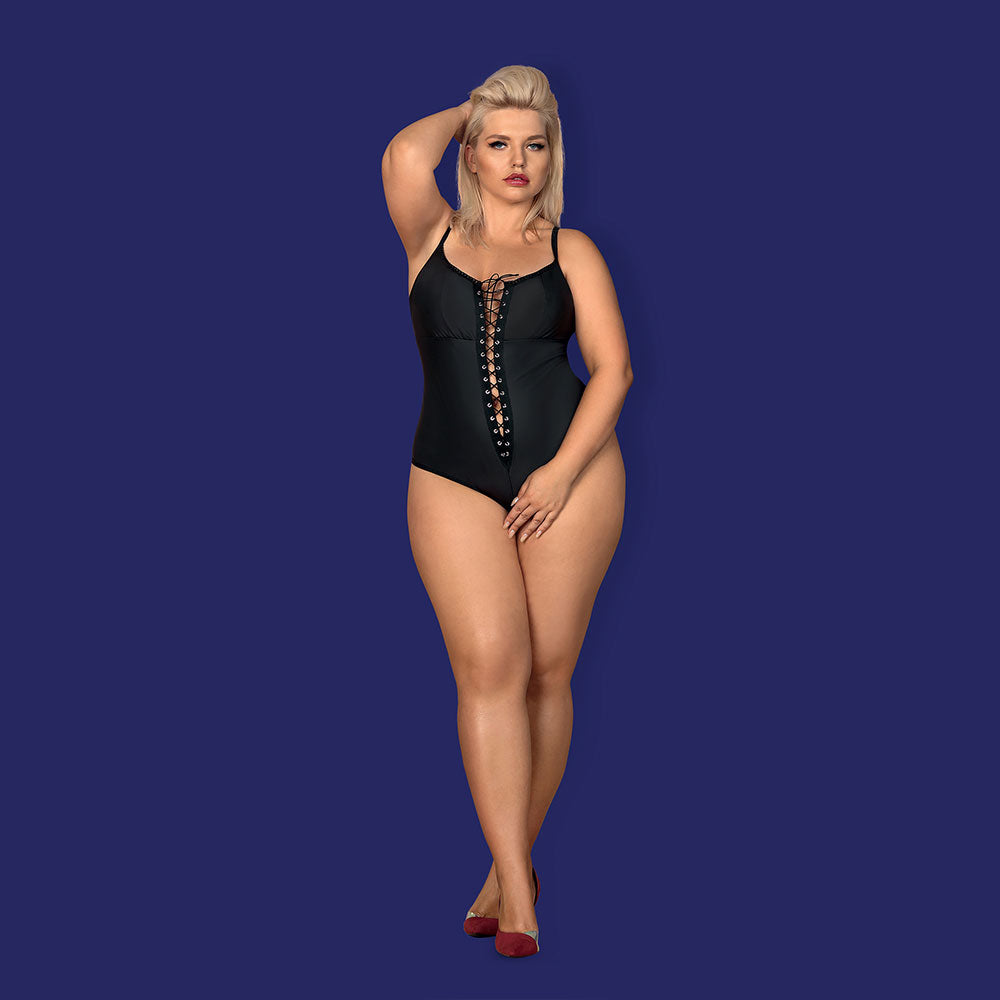 Obsessive - Redella crotchless teddy XXL - Black - UABDSM