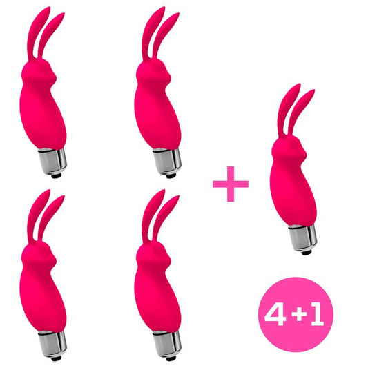 Pack 4+1 Hopye Rabbit Vibrating Bullet Silicone Pink - UABDSM