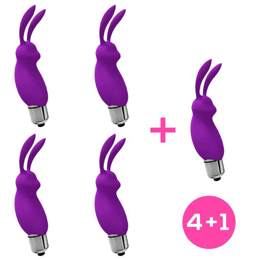 Pack 4+1 Hopye Rabbit Vibrating Bullet Silicone Purple - UABDSM