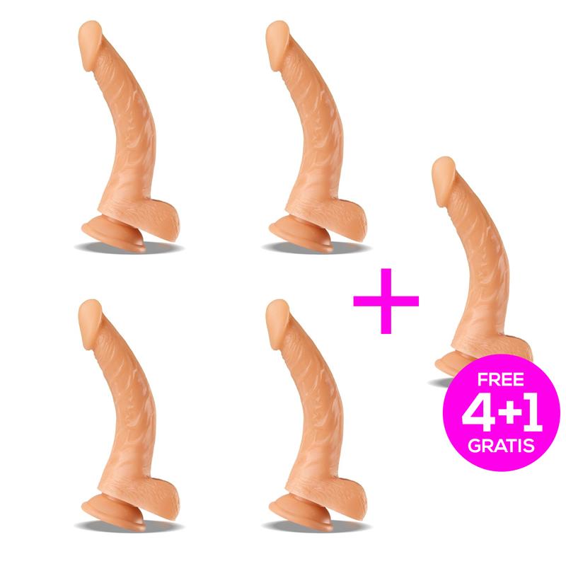 Pack 4+1 Kurt Realistic Dildo with Testicles Flesh 94 - 24 cm - UABDSM