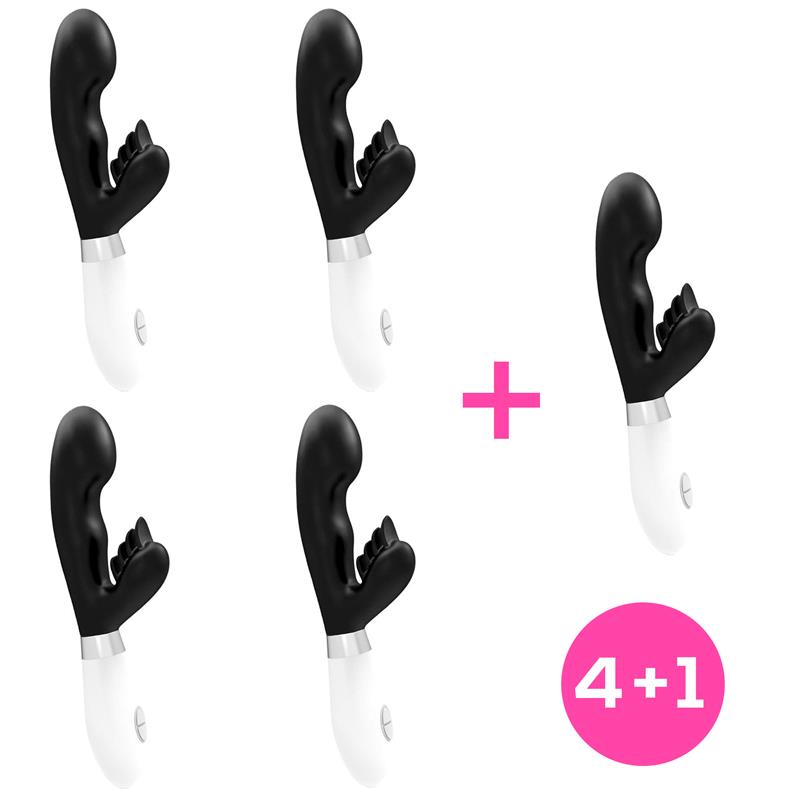 Pack 4+1 Sliper Silicone Rabbit Vibe Black - UABDSM