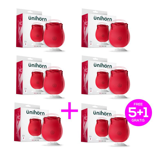 Pack 5+1 Redrose Clitoral Sucker with Magnetic USB Base Silicone - UABDSM