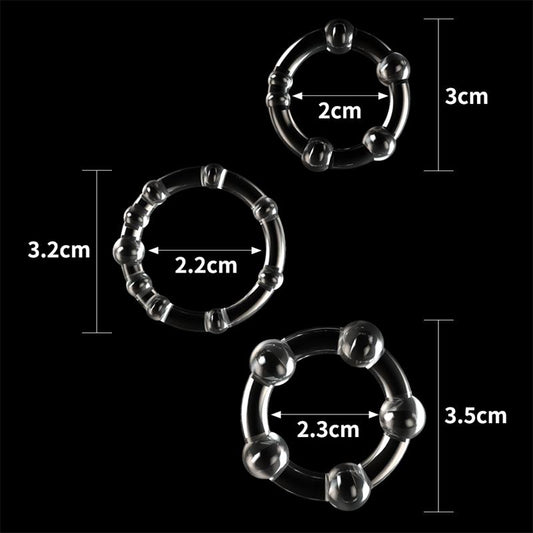 Pack of 3 Penis Ring Power Plus Triple Clear - UABDSM