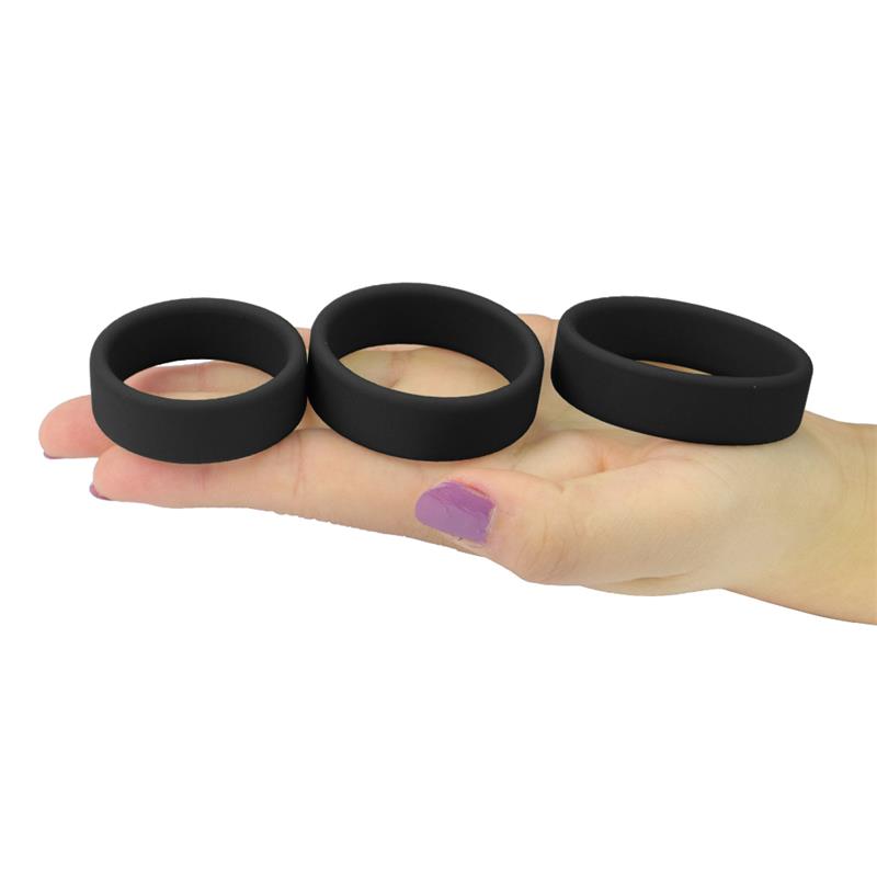 Pack of 3 Penis Ring Power Ring Black - UABDSM