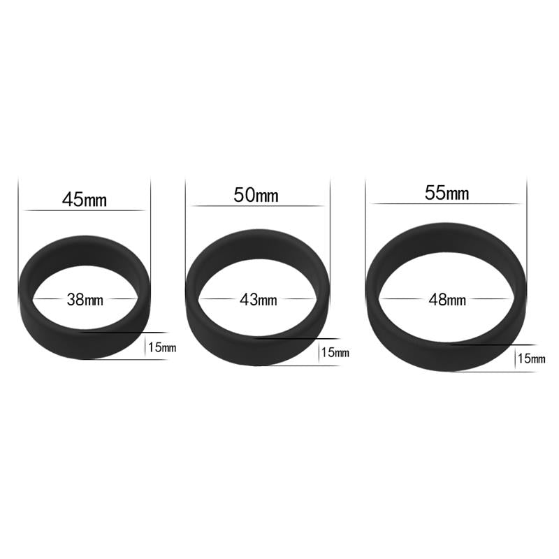 Pack of 3 Penis Ring Power Ring Black - UABDSM