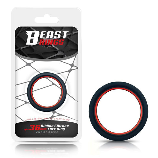 Penis Ring 100% Solid Silicone 3.6 cm Red and Black - UABDSM