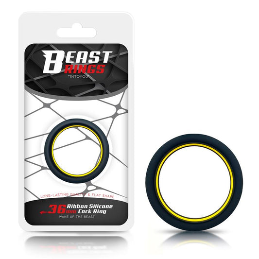 Penis Ring 100% Solid Silicone 3.6 cm Yellow and Black - UABDSM