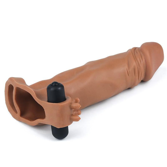 Penis Sleeve with Vibration Add 2 Pleasure X-Tender Brown - UABDSM