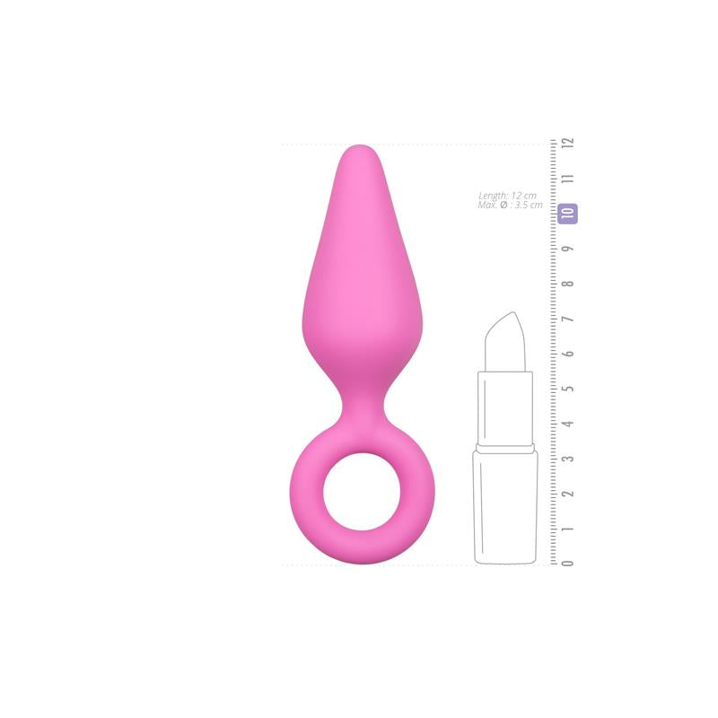 Pink Buttplugs With Pull Ring - Medium - UABDSM