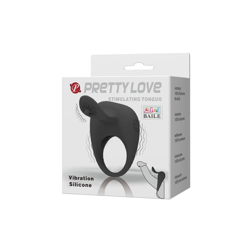 Pretty Love Anillo Vibrador Tonguo Negro - UABDSM