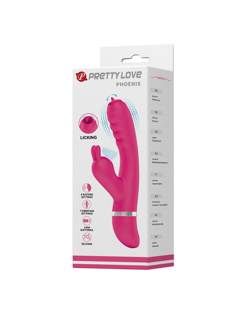 Pretty Love - Phoenix - Rabbit Vibrator With Sucking Function - Pink - UABDSM