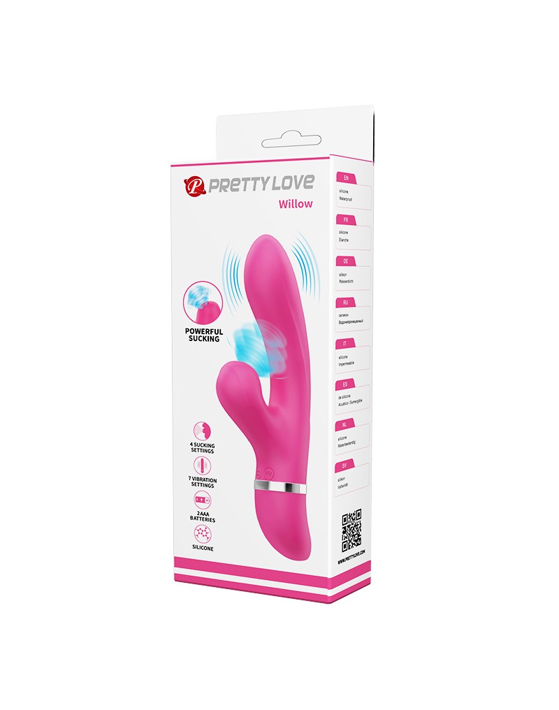 Pretty Love - Willow - Rabbit Vibrator With Sucking Function - Pink - UABDSM