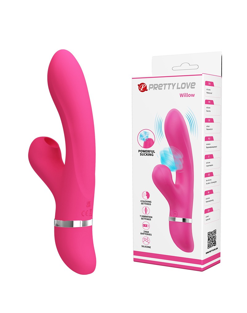 Pretty Love - Willow - Rabbit Vibrator With Sucking Function - Pink - UABDSM