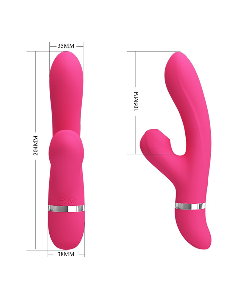 Pretty Love - Willow - Rabbit Vibrator With Sucking Function - Pink - UABDSM