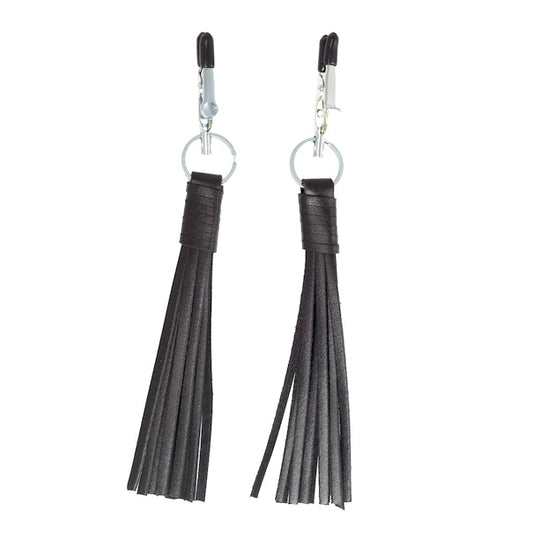 Nipple Clamps With Black Leather Tassels - UABDSM