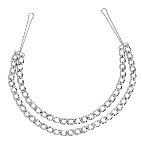 Silver Nipple Clamps With Double Chain - UABDSM