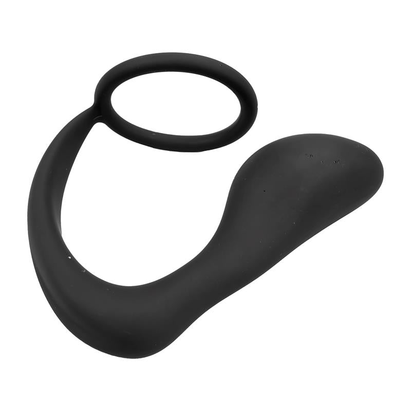 Randal Butt Plug with Penis Ring Silicone Black - UABDSM