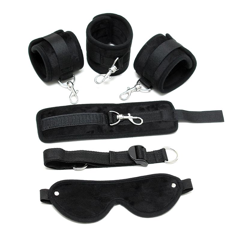 Hand to Ankle Cuffs with Mask Adjustable Black - UABDSM