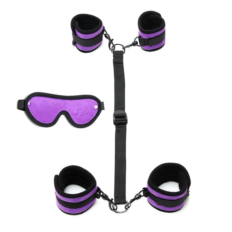 Hand to Ankle Cuffs with Mask Adjustable Purple - UABDSM