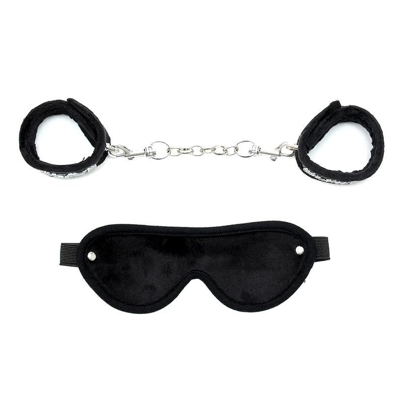 Rimba Bondage Play Handcuffs and Eyemask Black - UABDSM