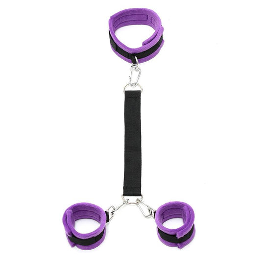 Handcuffs to Collar with Leash Adjustable Purple - UABDSM