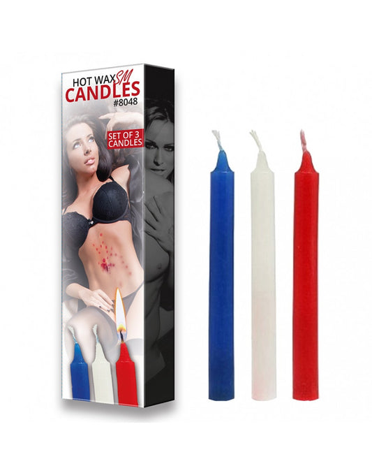 Rimba Bondage Play - Hot Wax SM Candles (3 Pieces) - Blue White & Red - UABDSM
